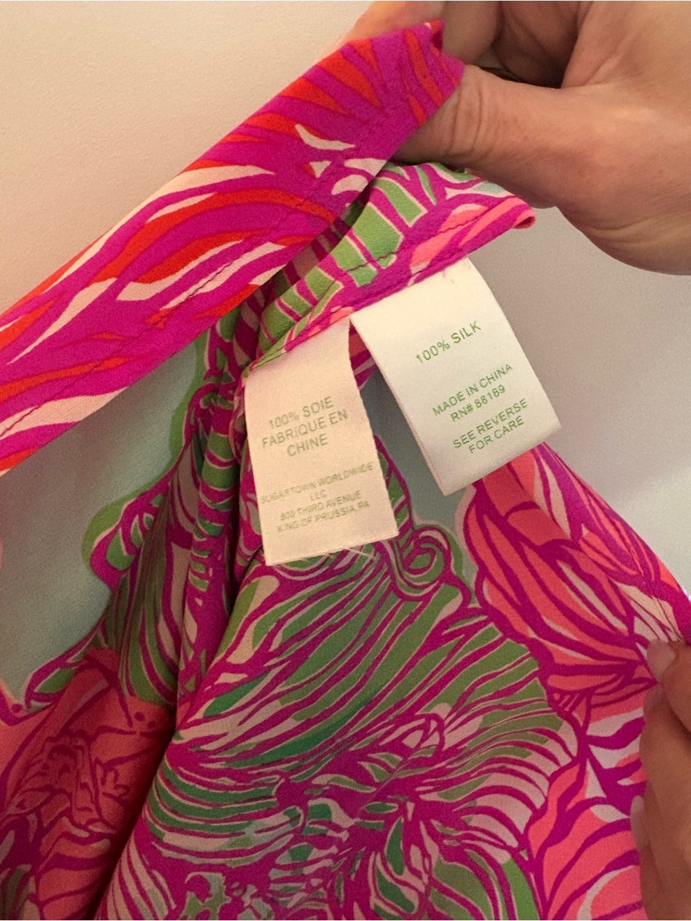 Lilly Pulitzer Bright Pink Floral V-Neck Blouse - Picture 4 of 4